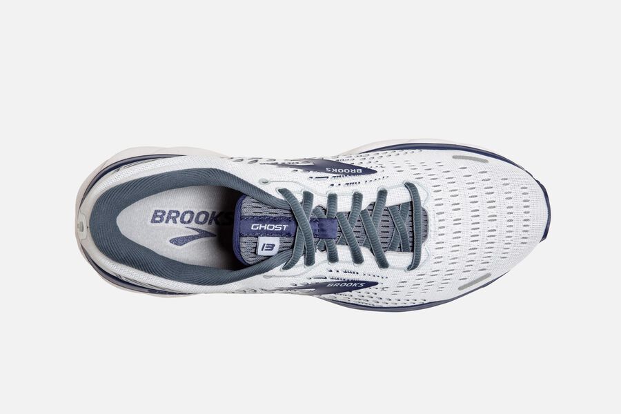 Brooks Running Shoes Mens White/Blue - Ghost 13 Road - 4693-ZWCSE